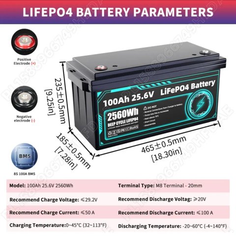 акумулятор LiFePO4 25,6V, 100Ah