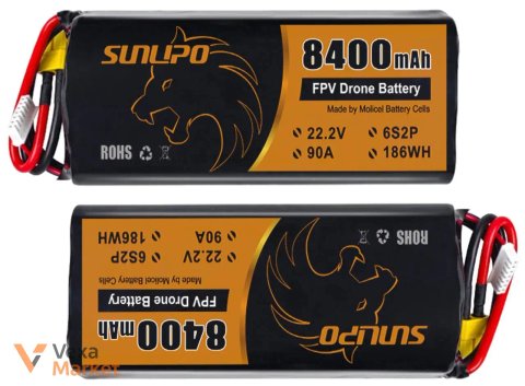 Акумулятор SUNUPO 6S2P 8400mAh 90A для FPV дронів