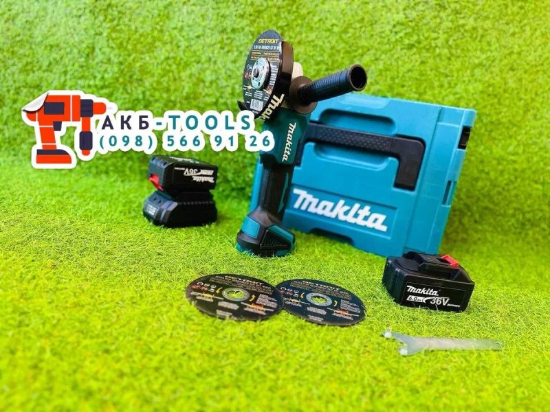 Акумуляторна болгарка Makita DGA504 BL З двома акумуляторами 36V6Ah Безщіткова УШМ 8500об/хв — фото 2
