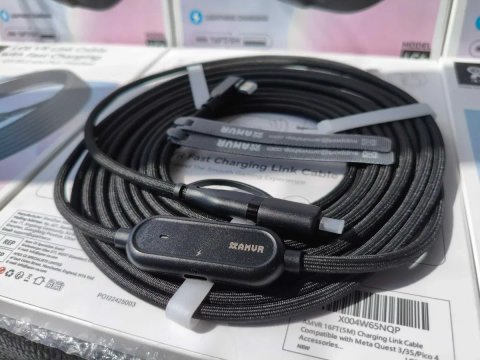 AMVR LC 6 Charging Link Cable with USB A 3.0 + Type C for Meta Quest 3 /3s/ pico4 з окремим зарядним портом, підтримка швидкої зарядки 36W