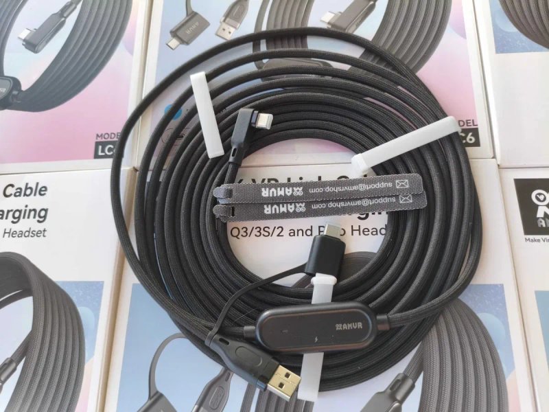 AMVR LC 6 Charging Link Cable with USB A 3.0 + Type C for Meta Quest 3 /3s/ pico4 з окремим зарядним портом, підтримка швидкої зарядки 36W — фото 3
