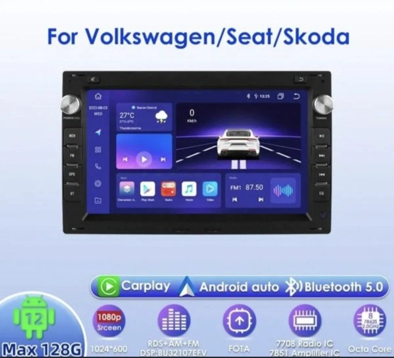 Android магнітола 4/64 VW Passat B5 Golf4 T5 Jetta Skoda Seat Carplay — фото 3