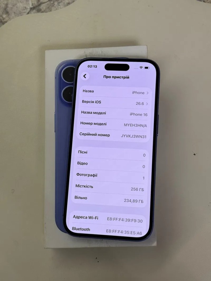 Apple IPhone 16 Ultramarine 256 Gb Neverlock Ідеальний Стан — фото 3