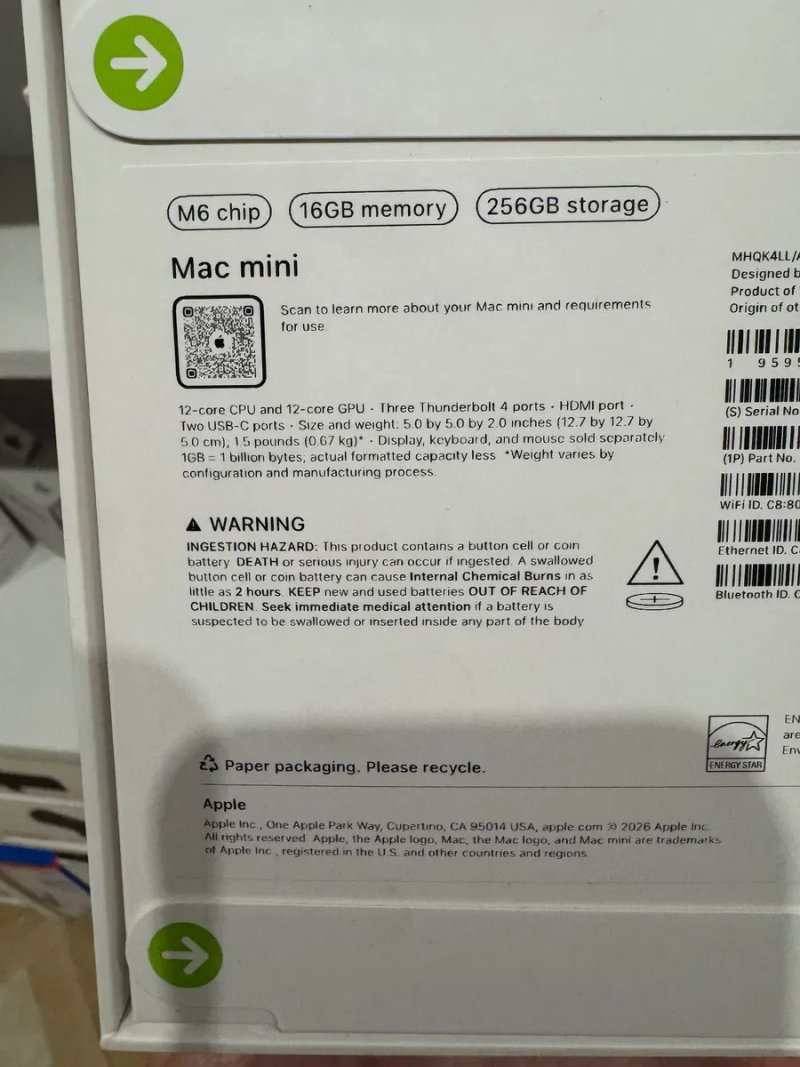 Apple Mac mini  M6 12-Core 12‑Core GPU 16GB  256GB MHQK4 2026 Новий Гарантія від магазину — фото 4