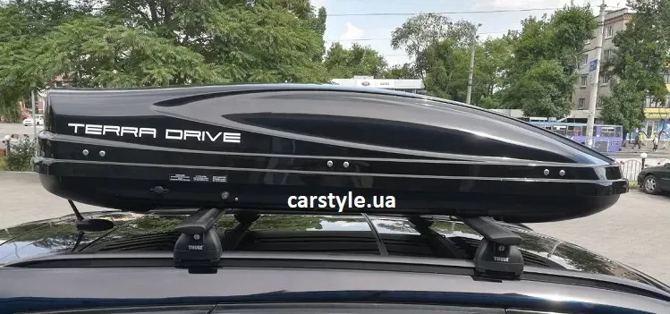 Автобокс на крышу авто Terra Drive 480 литров черный белый глянец 196х75х43 см уценки новые бв внутренние 190х71x42 см двухсторонний гарантия — фото 8