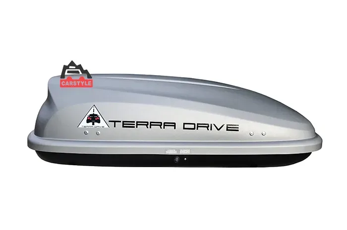Автобокс на крышу дах Terra Drive 320 літрів сірий чорний матові 134х80х36 см нові уцінка пластик правосторонні Терра Драйв внутр 127x80x36 гарантія — фото 3