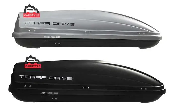 Автобокс на крышу Terra Drive 440 литров серый черный матовый 175*85*44 см БУ бокс пластиковый кунг кофр универсальный гарантия замки двухсторонний — фото 4