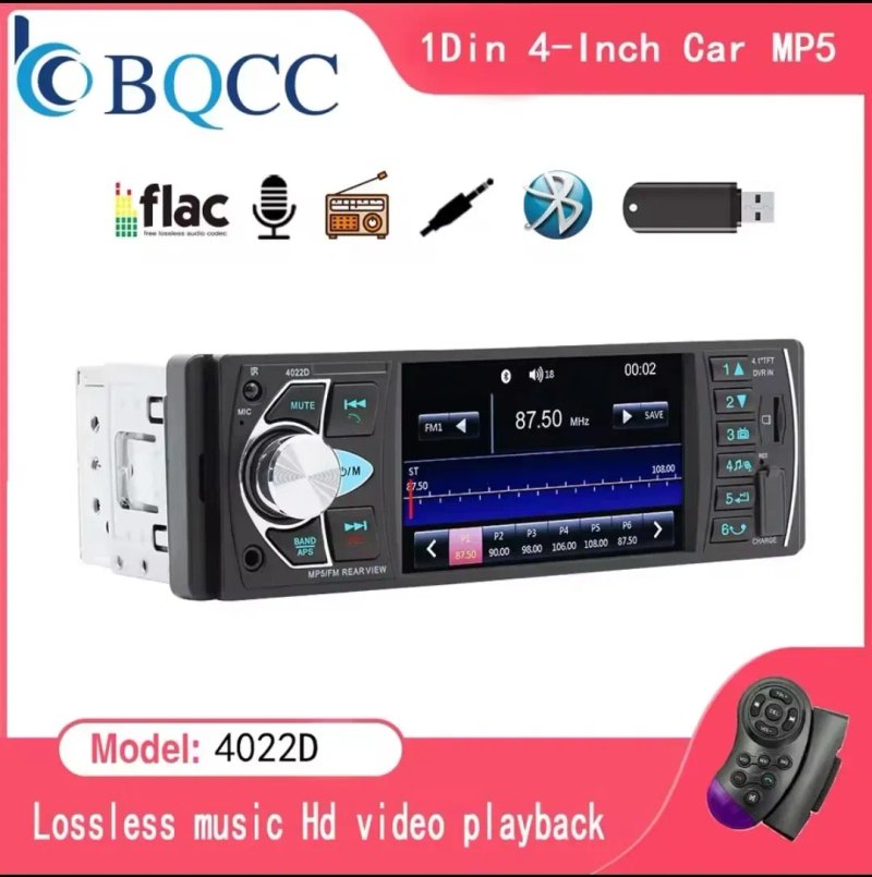 Автомагнітола 1DIN 4.1" Bluetooth MP5 4022D | USB AUX TF Камера заднього виду — фото 2