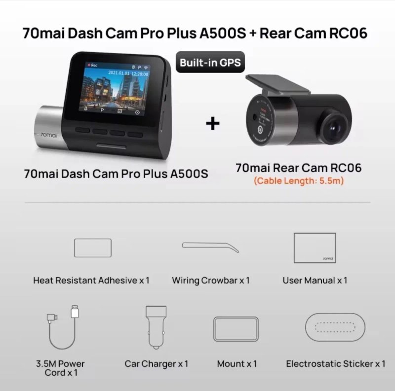 Автомобільний відеореєстратор Xiaomi 70mai Dash Cam Pro Plus A500S — фото 4