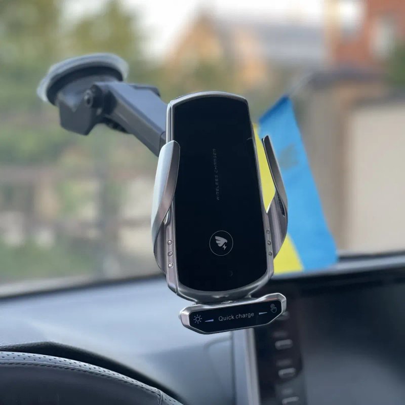 Автотримач з бездротовою зарядкою держатель для телефона в машину тримач для телефону в авто крепление подставка держатели телефонов — фото 6