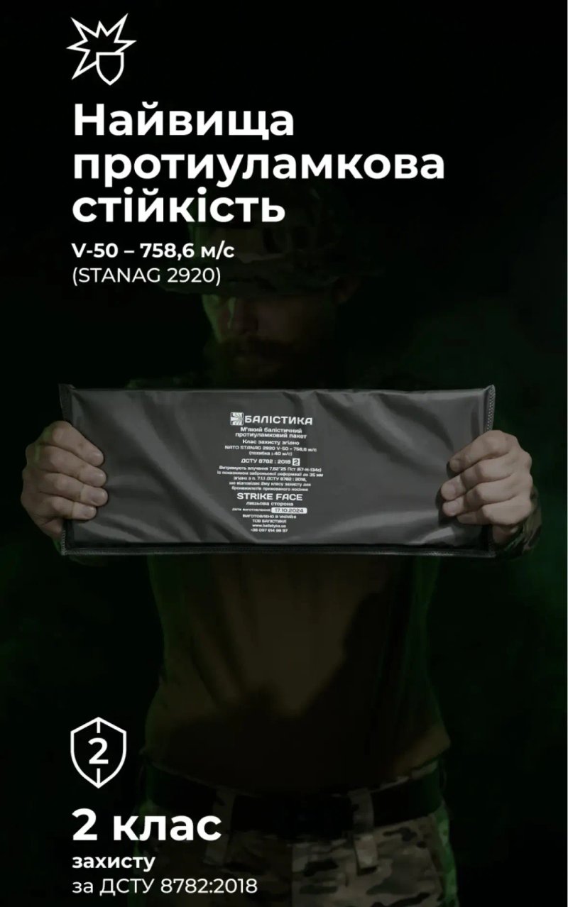Балістичний пакет (2 клас | 15×40 см | 495 г | НВМПЕ  Ізраїль) ТМ Балістика — фото 2