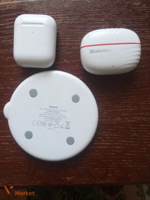 Бездротові навушники ColorWay та Airpods 2, бездротова зарядка Baseus
