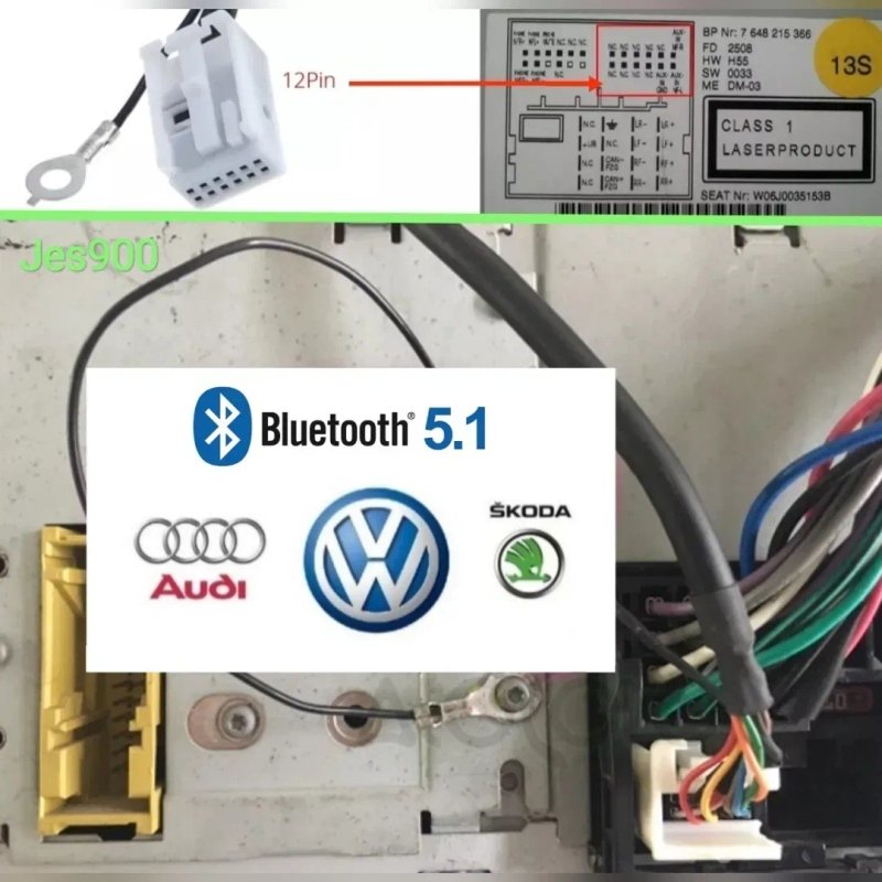 Bluetooth 5.1 VW Audi Skoda Seat Підтримка мультикерма ! Для магнітол RNS RCD 300 310 510 Delta , Concert 3, BNO 5.0, RNS MFD2 — фото 2