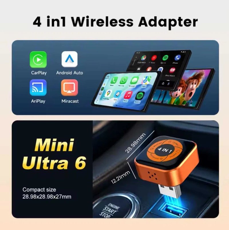 Carlinkit Mini Ultra 6 - Адаптер беспроводного CarPlay / Android / Mirror — фото 6
