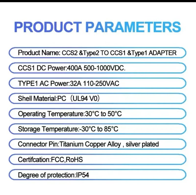 CCS2 - CCS1 2-в-1 400A 250кВт + Type 2 32A 7кВт | AC/DC адаптер | Для електромобілів зі США | Датчик температури | 1000V — фото 3