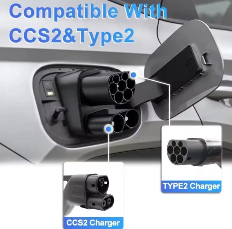 CCS2 - CCS1 2-в-1 400A 250кВт + Type 2 32A 7кВт | AC/DC адаптер | Для електромобілів зі США | Датчик температури | 1000V — фото 4