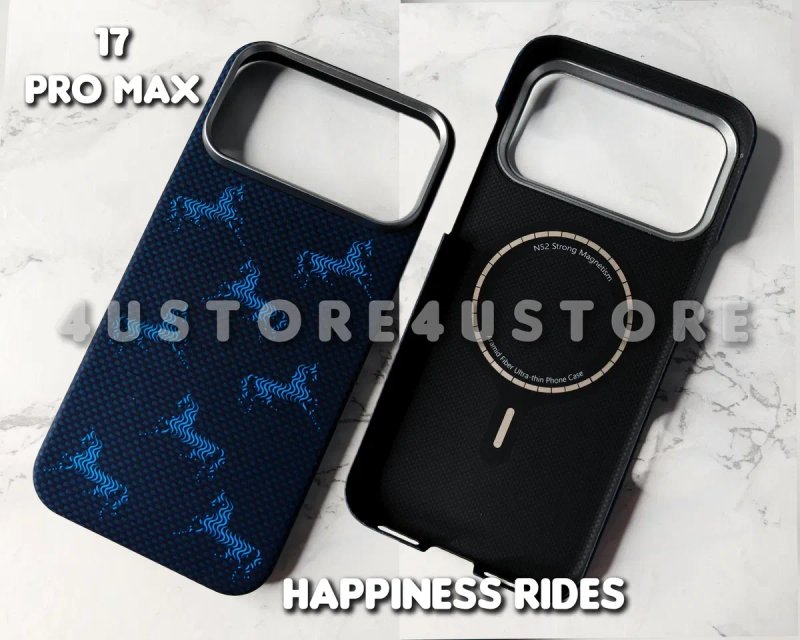 Чехол карбоновый с Magsafe на iPhone 17 Pro Max Deep Blue ультра тонкий чохол легкий карбоновий карбон кевлар арамид carbon Kevlar Aramid — фото 6