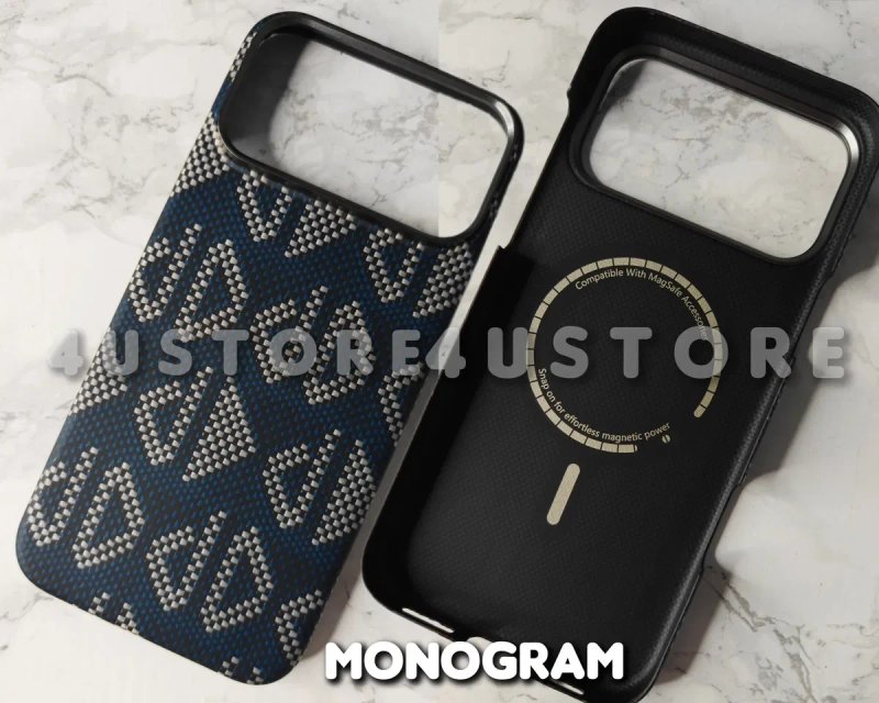 Чехол карбоновый с Magsafe на iPhone 17 Pro Max Deep Blue ультра тонкий чохол легкий карбоновий карбон кевлар арамид carbon Kevlar Aramid — фото 8