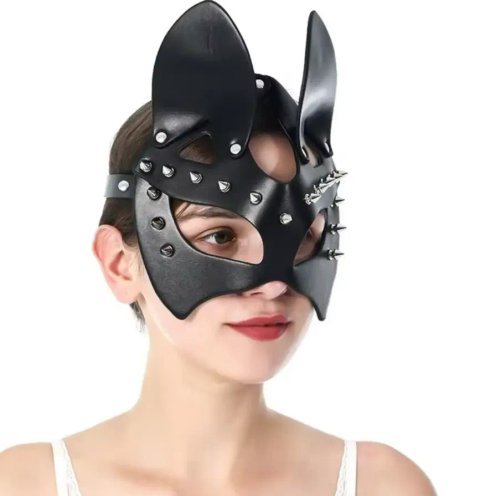 Черная БДСМ маска "Sexy Mouse" с металлическими шипами