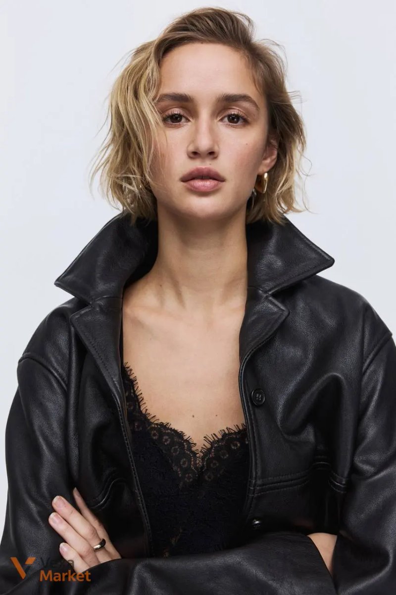 Чорний топ на бретелях з мереживом H&M — фото 3