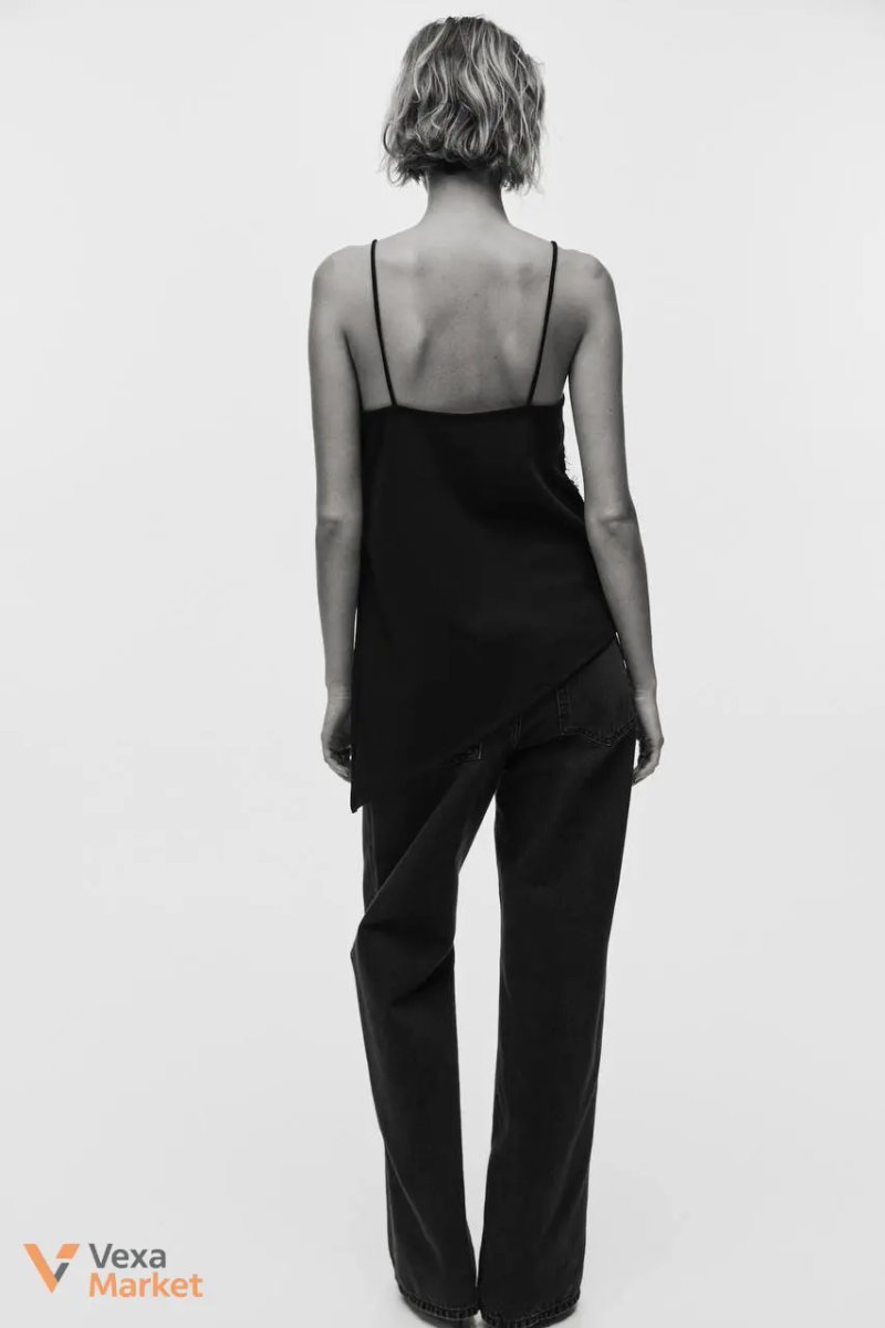 Чорний топ на бретелях з мереживом H&M — фото 4