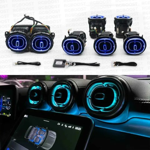 Дефлекторы на Mercedes C-Class W206 / GLC X254 / Воздуховоды с RGB подсветкой / Полный комплект 7 шт (Передние + Задние)