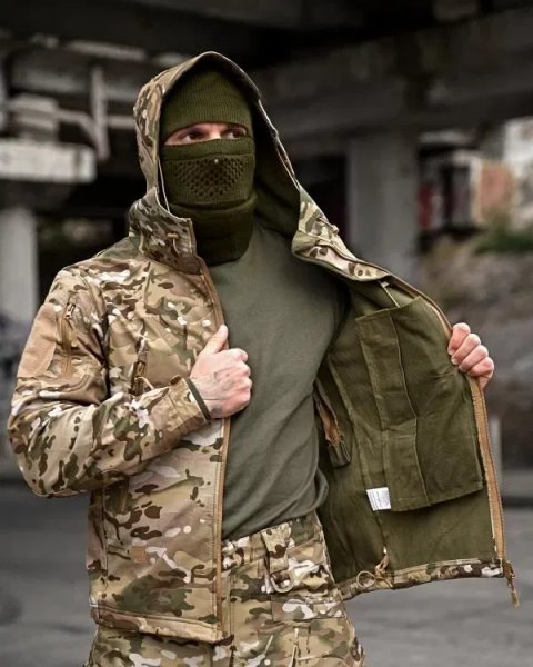 Демісезонний тактичний костюм мультикам Soft-shell чоловічий, форма мультикам, тактический костюм демисезон