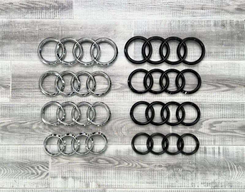 Емблема значок логотип Ауді кільця Audi эмблема кольца хром чорні — фото 2