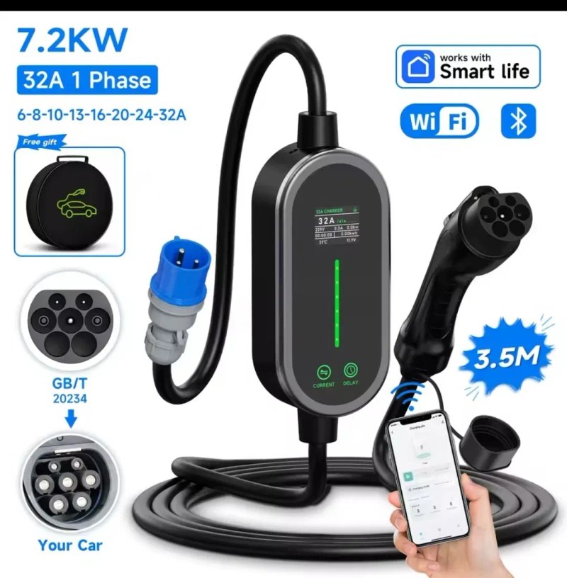 EV Charger 32A 7.2kW AFYEEV — зарядний пристрій Wi-Fi Type 1 J1772 Type 2 GBT Tesla регулювання 6–32А — фото 6