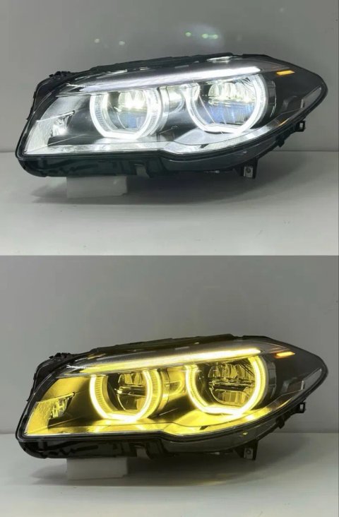 Фари BMW F10 LED Angel Eyes, біле / жовте ДХО