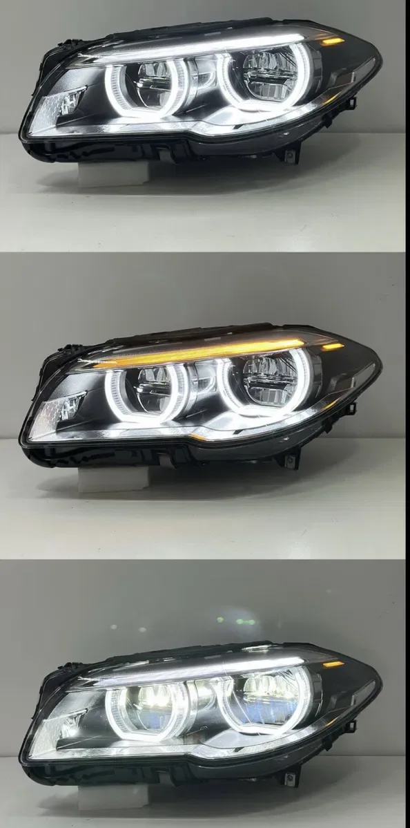 Фари BMW F10 LED Angel Eyes, біле / жовте ДХО — фото 2