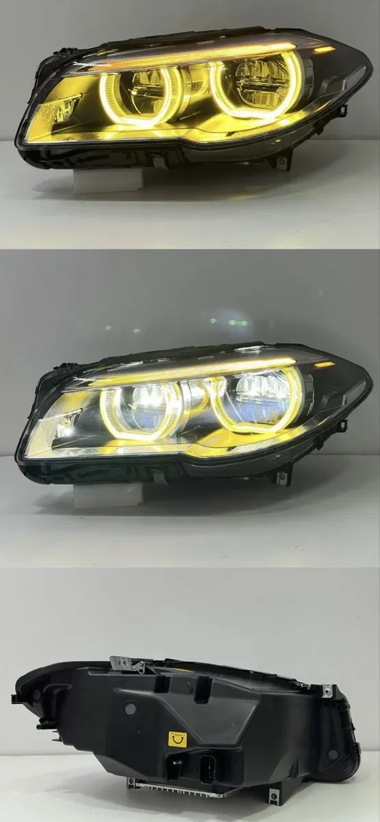Фари BMW F10 LED Angel Eyes, біле / жовте ДХО — фото 4