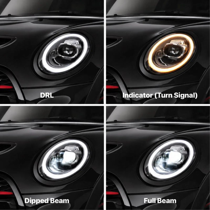 Фари Mini Cooper F55, F56, F57 Full LED, чорна версія для заміни галогену — фото 8