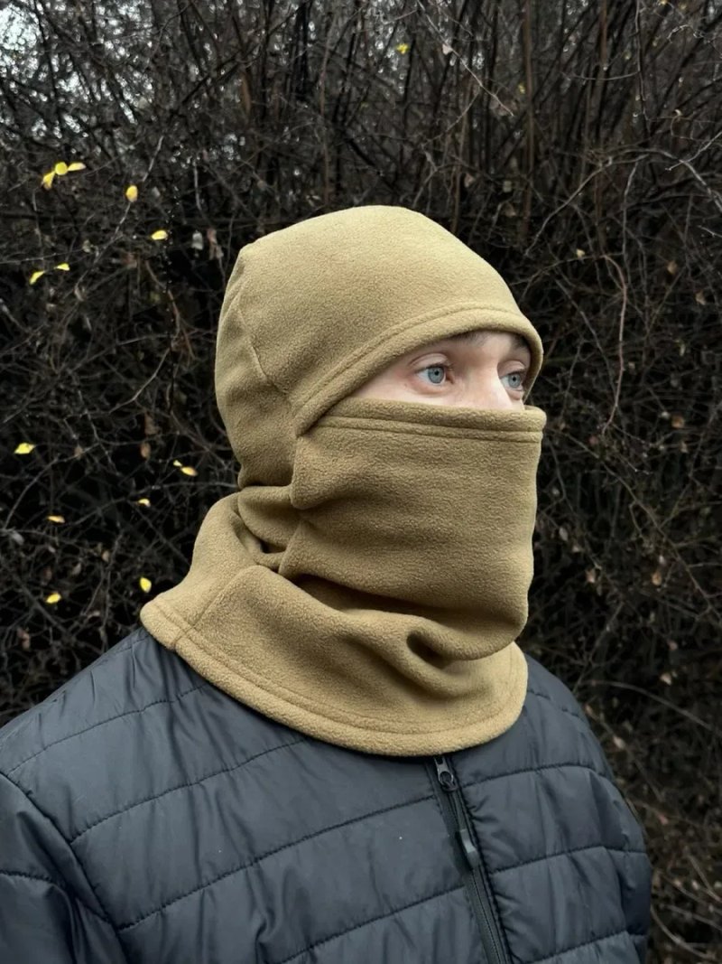 Флісова Балаклава мультикам, піксель, чорна, олива/хакі зимова — фото 4