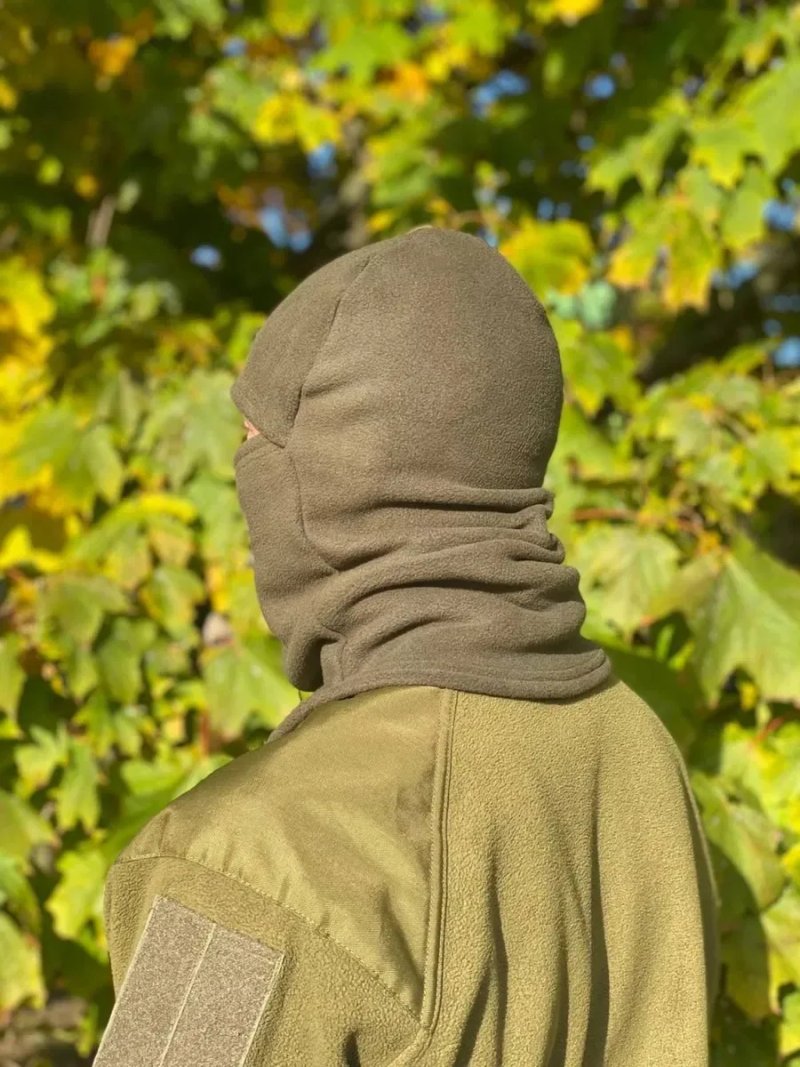 Флісова Балаклава мультикам, піксель, чорна, олива/хакі зимова — фото 6