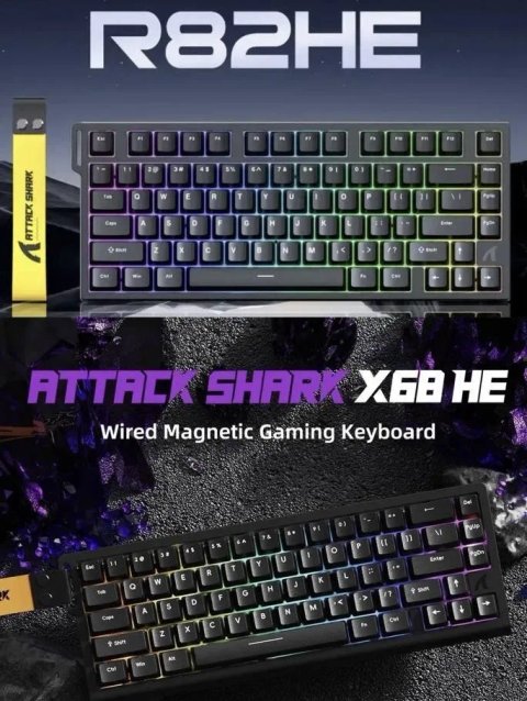 Гарантія‼️ Attack Shark R82 X68 HE магнітна клавіатура Snap Tap 8khz
