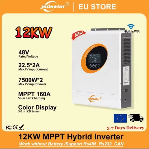 Гібридний інвертор Jsdsolar 12kW 48v WiFi