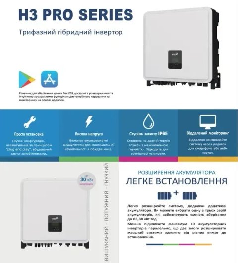 Гибридный инвертор Fox ESS H3-PRO-30.0