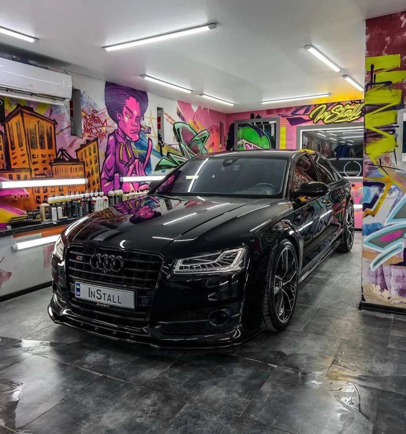 Губа Audi S8 D4 рест (14-18) сплиттер юбка обвес (Maxton) — фото 6