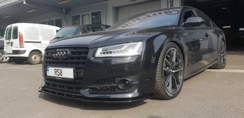 Губа Audi S8 D4 рест (14-18) сплиттер юбка обвес (Maxton) — фото 7