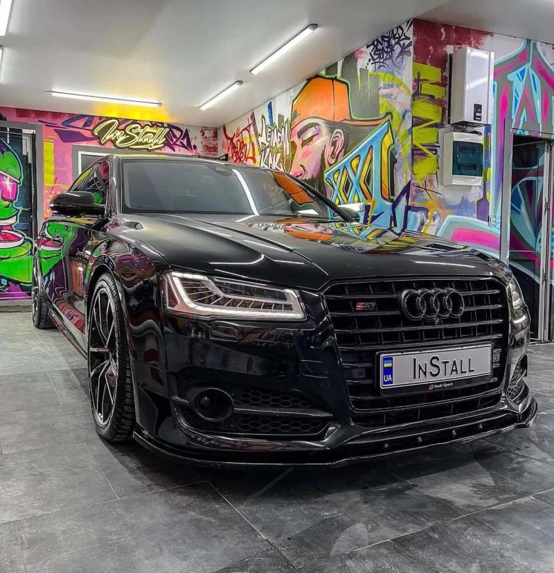 Губа Audi S8 D4 рест (14-18) сплиттер юбка обвес (Maxton) — фото 8