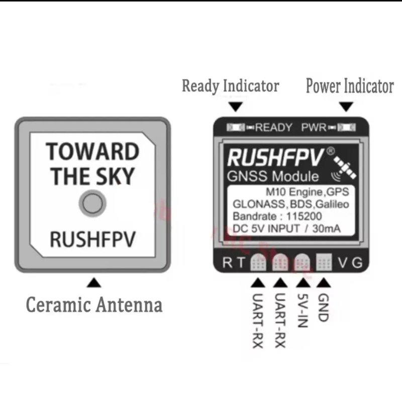 HGLRC M100 5883 RushFPV GPS GNSS mini M10 модуль 18х18 — фото 5