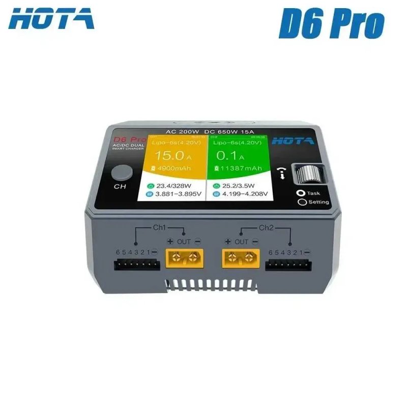 HOTA D6 Pro XT60 зарядка LiPo Li-ion дронів FPV AC 200W/ DC 650W 1-6S — фото 3