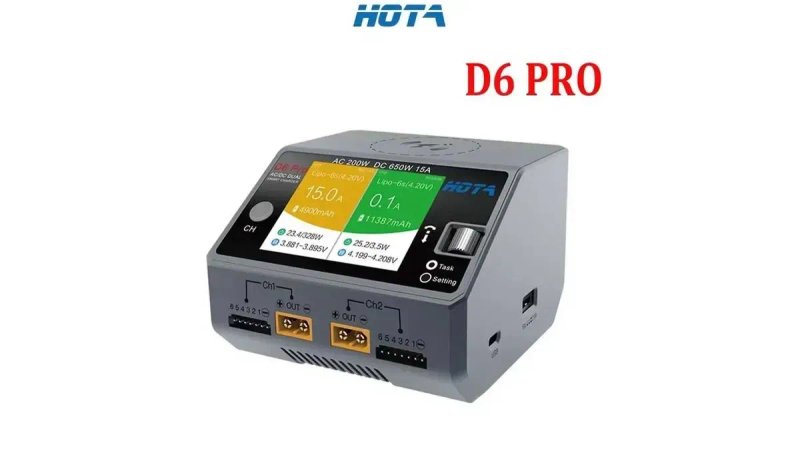 HOTA D6 Pro XT60 зарядка LiPo Li-ion дронів FPV AC 200W/ DC 650W 1-6S — фото 5