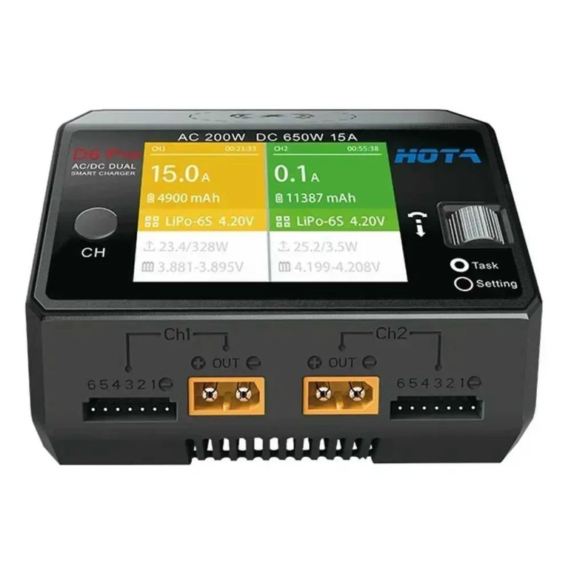 HOTA D6 Pro XT60 зарядка LiPo Li-ion дронів FPV AC 200W/ DC 650W 1-6S — фото 6