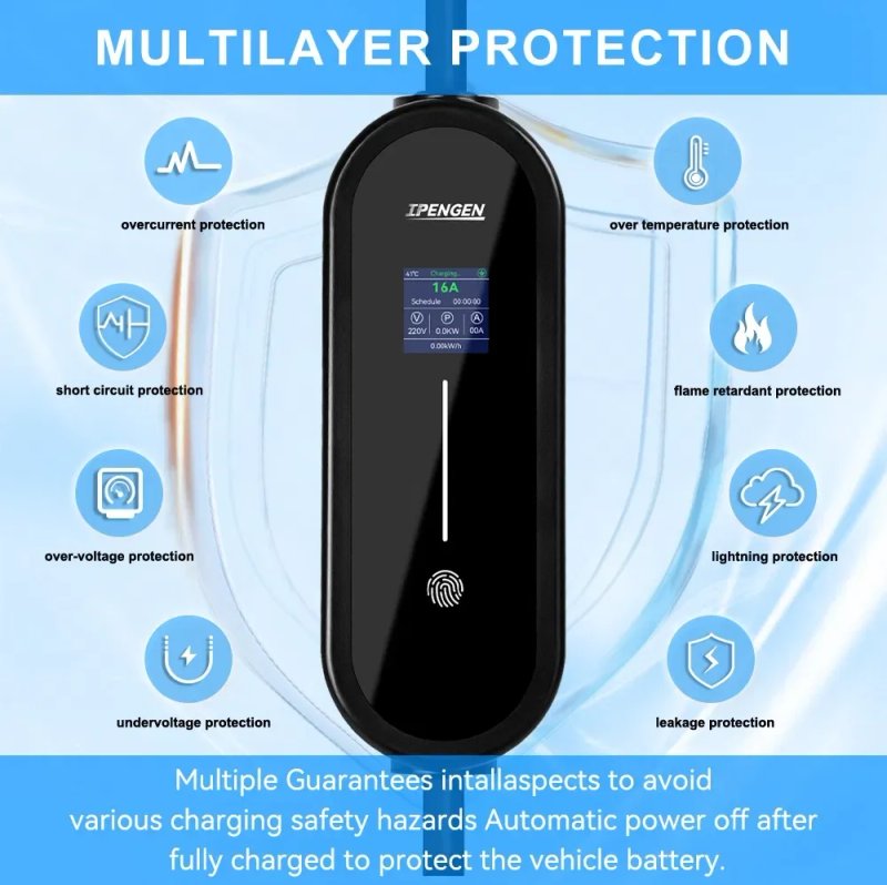 IPENGEN EV Charger 3.5kW 16A 5м — портативна зарядка Type1 J1772 Type2 GBT Tesla для електромобілів США Європи Китаю — фото 7