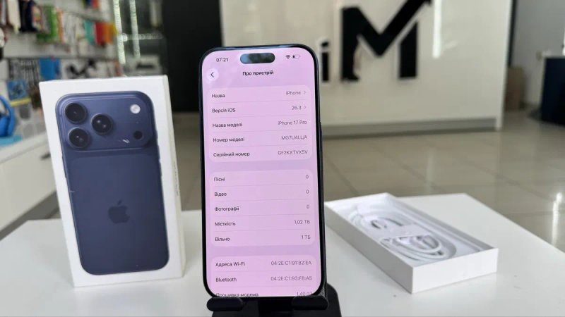 iPhone 17 Pro 1Tb Deep Blue НОВИЙ Open Box 0 циклів 100% E-Sim 1490$ — фото 3