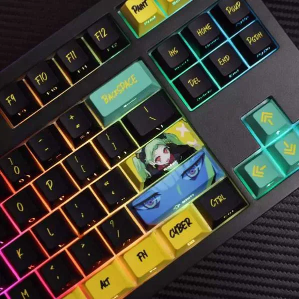 Кастомні кейкапи Cyberpunk 124 кнопки, бокова підсвітка, PBT — фото 8