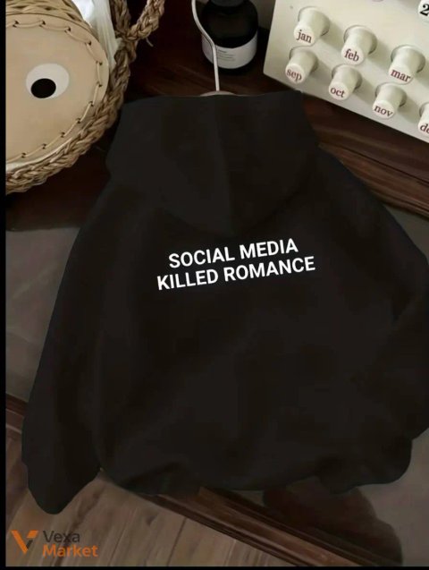 Худі чорне "Social Media Killed Romance" розмір M