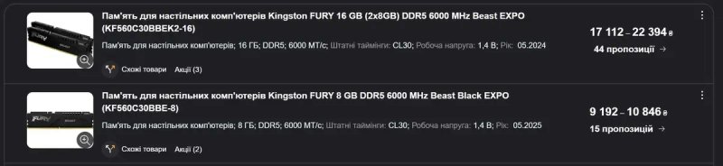 Kingston Fury Beast DDR5 16gb (2x8) 6000mhz cl30 Новая, на пломбах — фото 6